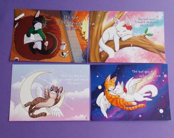 A6 Cat Motivational print set - Cute cat prints - Inspirational print set