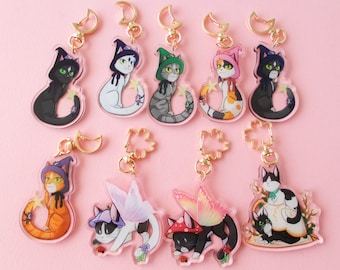 Cute Cat keyrings 2.5 inch - Feline Keyrings - Magical Cat Keyrings