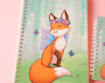 A5 Fox notebook - Cute fox notebook- Fairy Fox book