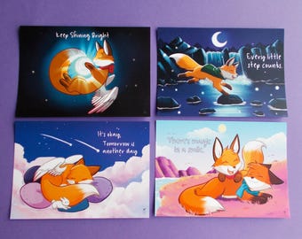 A6 Fox Motivational print set - Cute Fox prints - Inspirational print set