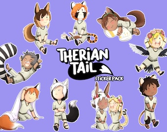 Therian Tail Sticker set - Kemonomimi stickers - cute chibi stickers - original characters