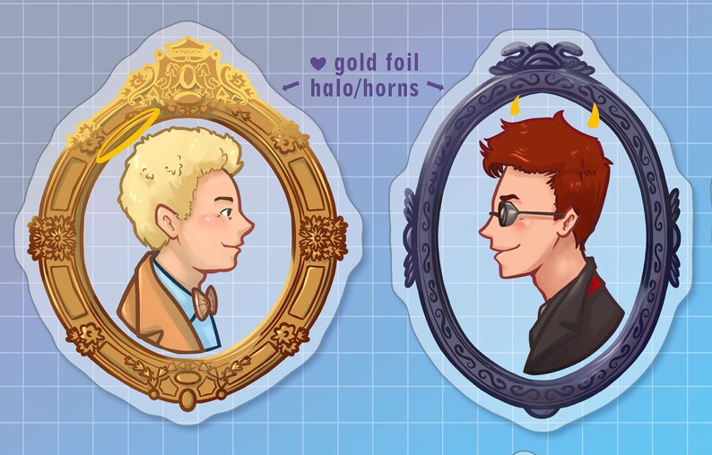 Crowley and Aziraphale Portrait Acrylic Charms