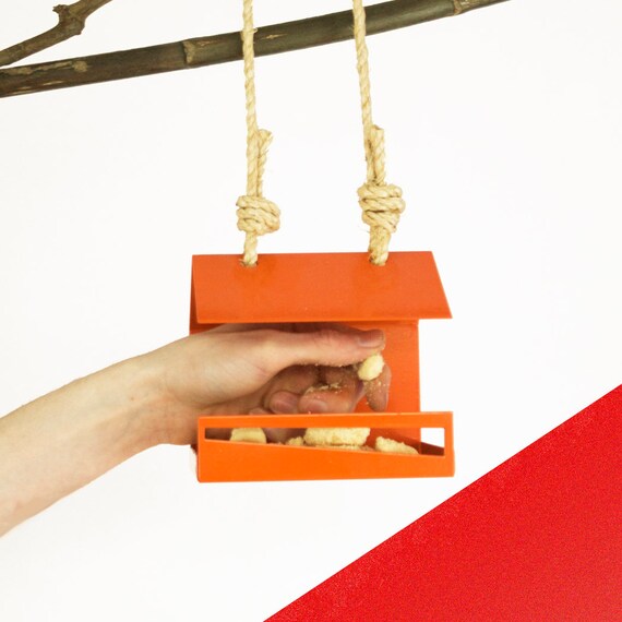 Bauhaus Bird Feeder Orange Bird Feeder Stylish Garden Etsy