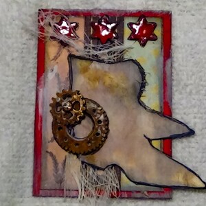 3 Piece Primitive Embellishments lot 1. Women, Boots, stars, vintage.  Paper crafts