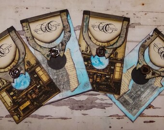 4pc Handmade "Lost City" Steampunk Envelopes.  Junk Journal, Scrapbook, Ephemera