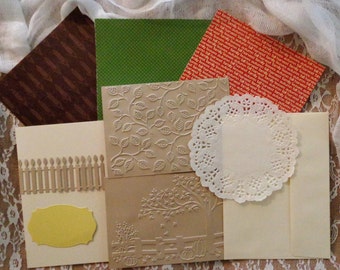 10 Piece Cardstock lot. Fence, Label, Doily, embossed and printed sheets. Fall theme. Card-making, scrapbooking, journaling. DIY crafts