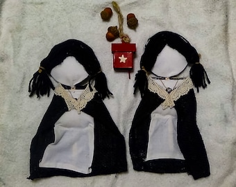 2 piece primitive women dolls.  Ornaments, bowl filler, home decor, crafts
