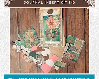 Mixed Media Blooms Journal Insert Kit 1-D.  Junk Journal, Shabby Chic, Art Journal, Paper Craft