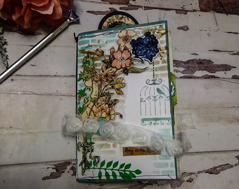 Bloom Handmade Junk Journal. Spring theme, Floral, scrapbooking, Victorian