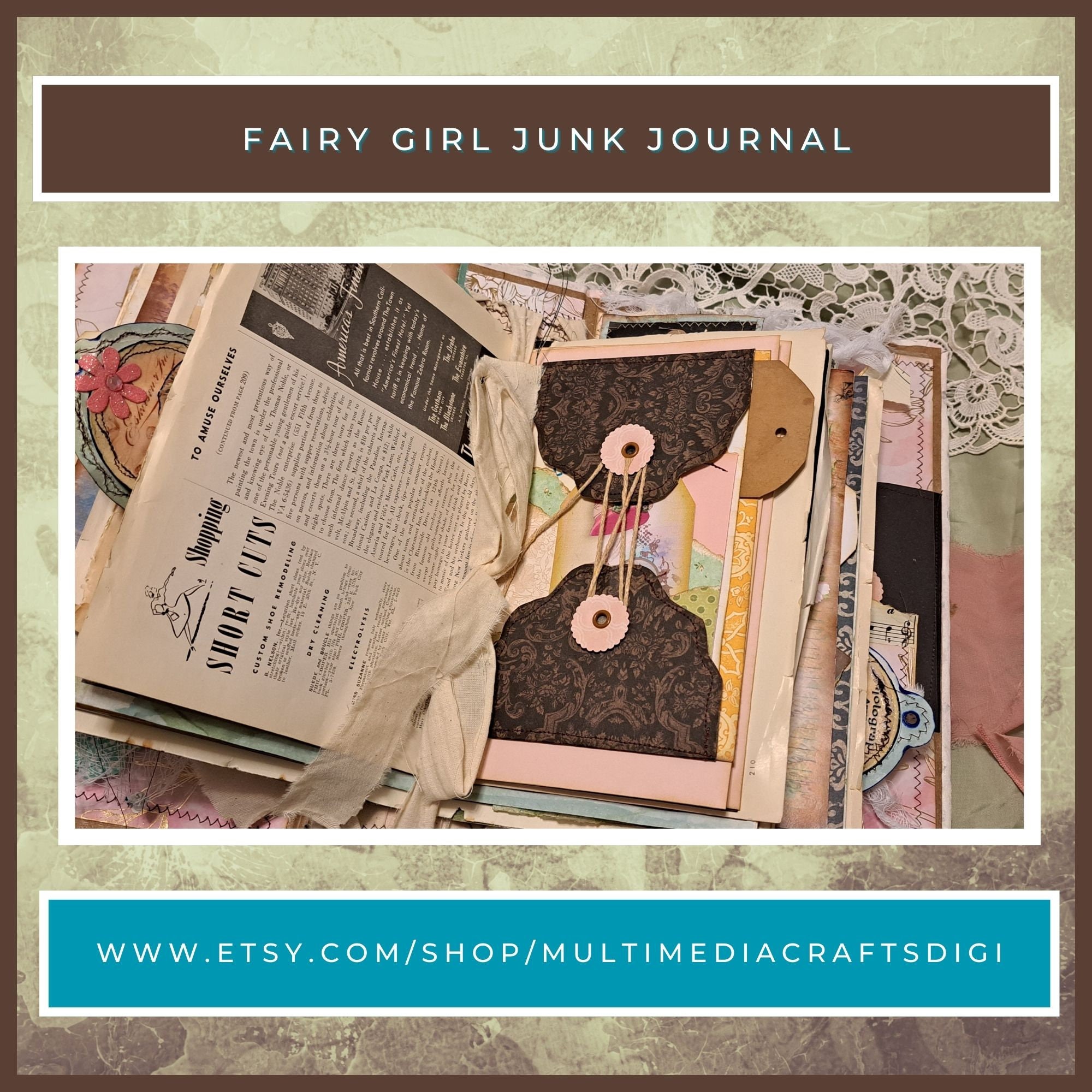 A Lady's Diary Soft Cover Handmade Junk Journal Flip Through