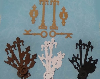 6pc Tim Holtz Vintage Findings die cut pieces Set.  Lock and Key.  Choose color. Scrapbooking, Cards, Tags, Journals, Mixed media. Ephemera