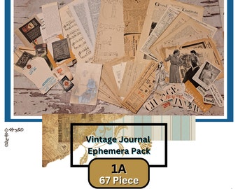 67 Piece Vintage Ephemera Pack 1A.  Book Pages, Music Sheets, Vintage Photo, Junk Journal, Scrapbook, Papercraft