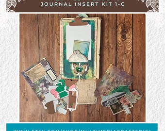 Mixed Media Blooms Journal Insert Kit 1-C.  Junk Journal, Shabby Chic, Art Journal, Paper Craft