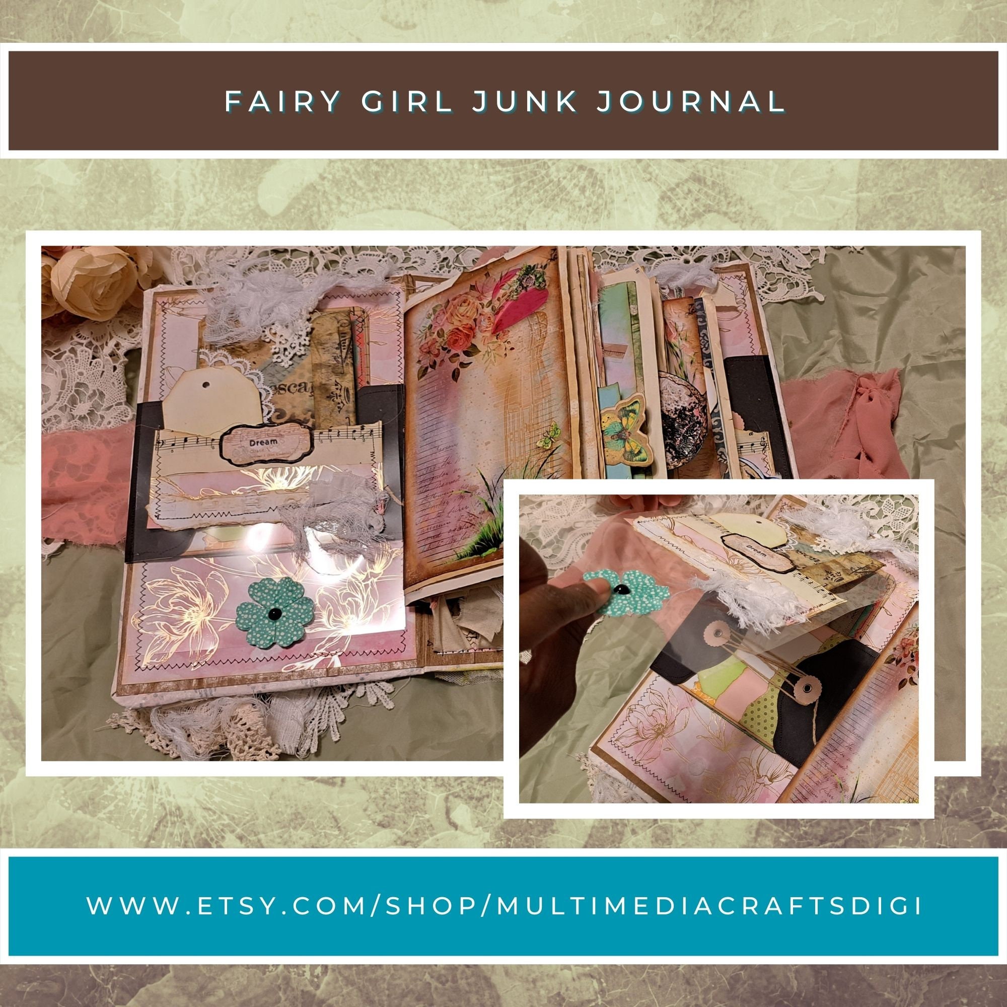 A Lady's Diary Soft Cover Handmade Junk Journal Flip Through