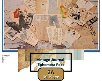 69 Piece Vintage Ephemera Pack 2A.  Book Pages, Music Sheets, Vintage Photo, Junk Journal, Scrapbook, Papercraft