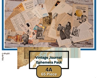 65 Piece Vintage Ephemera Pack 4A.  Book Pages, Music Sheets, Vintage Photo, Junk Journal, Scrapbook, Papercraft