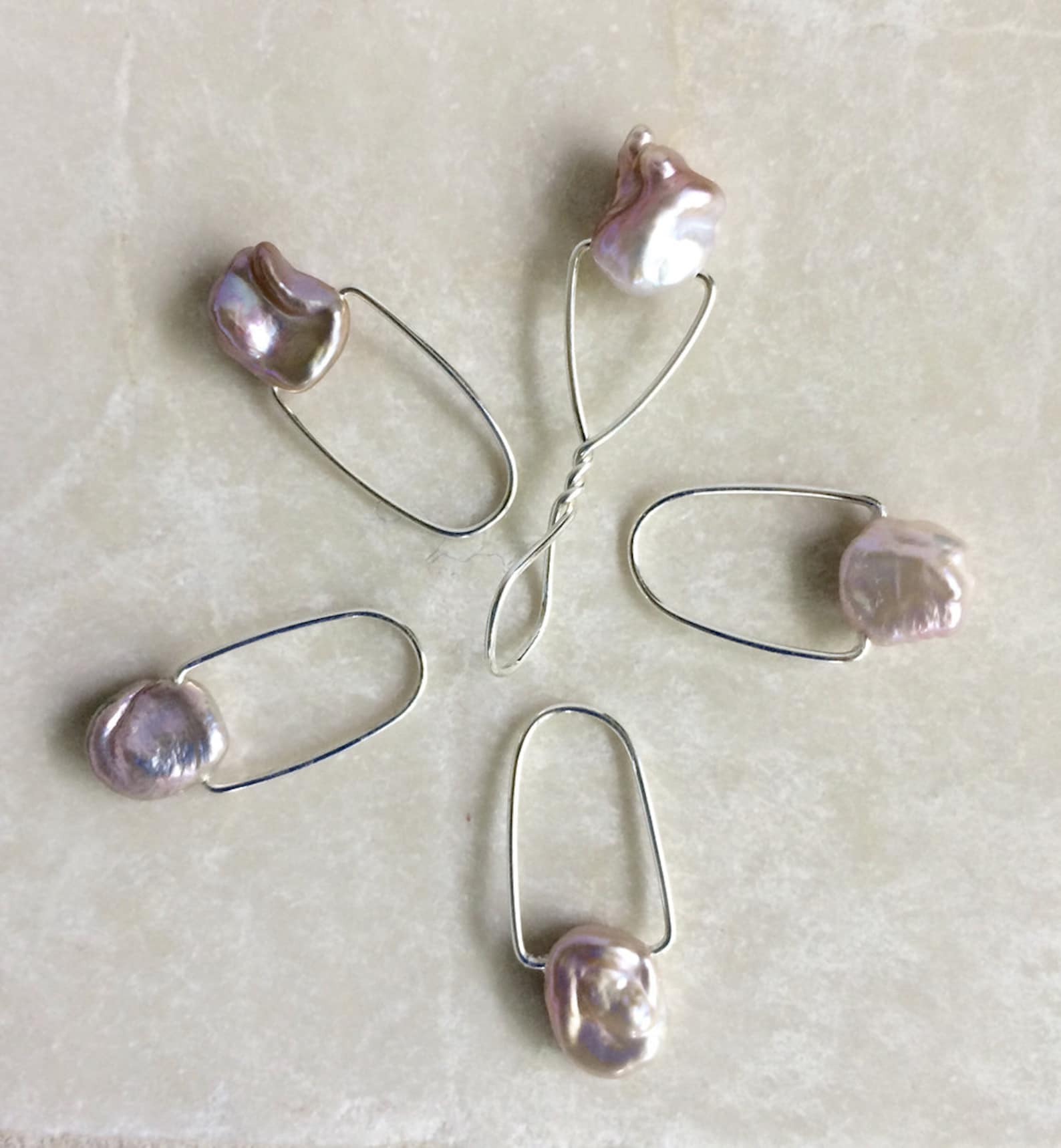 Stitch Marker Set With Lavender Freshwater Keishi Pearls on Etsy