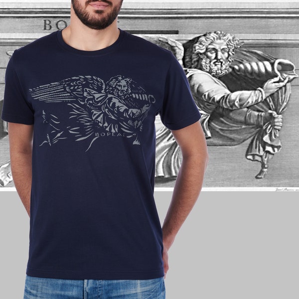 North Wind Print Tshirt, Inspirational Gift for Men, Artistic Unique Ancient Design, Nautical, Archaeology Student Shirt, Greek Philosophy