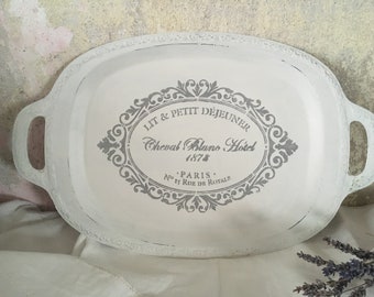 Ø: 20 cm Brocante Backform Shabby weiß French Wellenrand Deko Schale