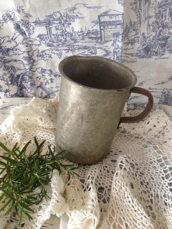 Ancient Measuring Cup Sheet Metal Rust Planter Mustard Shabby Etsy