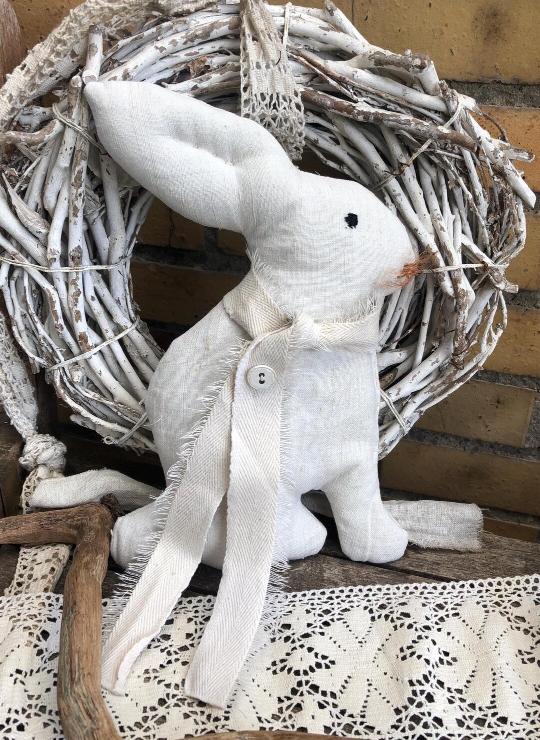 Linen Rabbit, Fabric Rabbit, Easter Bunny, Easter Decoration, Spring ...