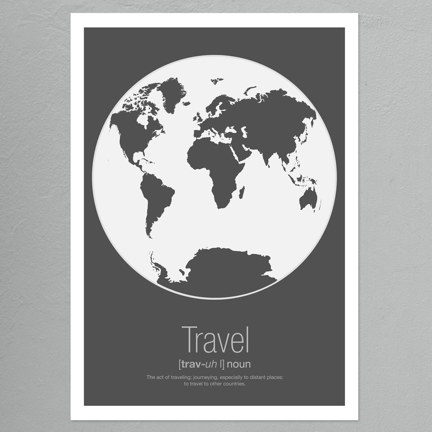 World Map Poster Print With Globe Design Wall Art A4 &amp; A3 | Etsy