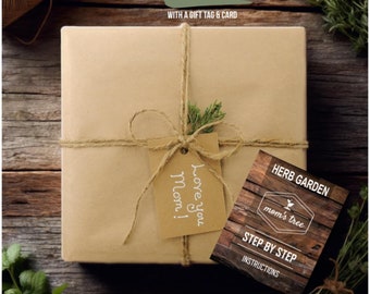 Herb & Tomato Garden Starter Kit, Cedar Planter Gift Ready