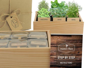 Custom Herb Garden Kit + Cedar Planter Box – Choose Your 6 Seeds, Organic Non-GMO Gardening Gift Read