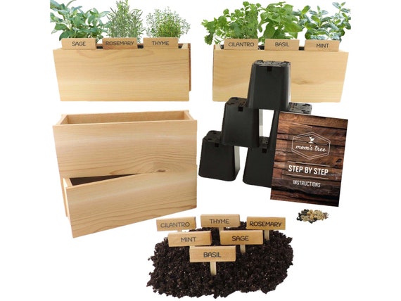 6 Herb Window Garden Seed Starter Kit, 9 Herb Window Garden Indoor Organic Growing Kit