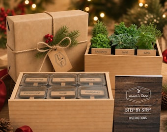 Custom Christmas Garden Gift: Herb & Tomato Seed Growing Box for Gardeners