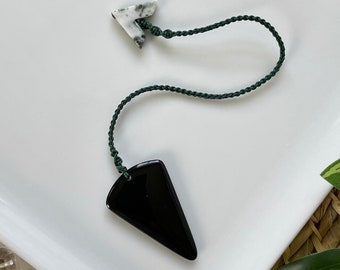 Obsidian Pendulum with Tree Agate  - OOAK Pendulum - Handmade Pendulum - Divination - Altar Tool - Dowsing - Pendulum