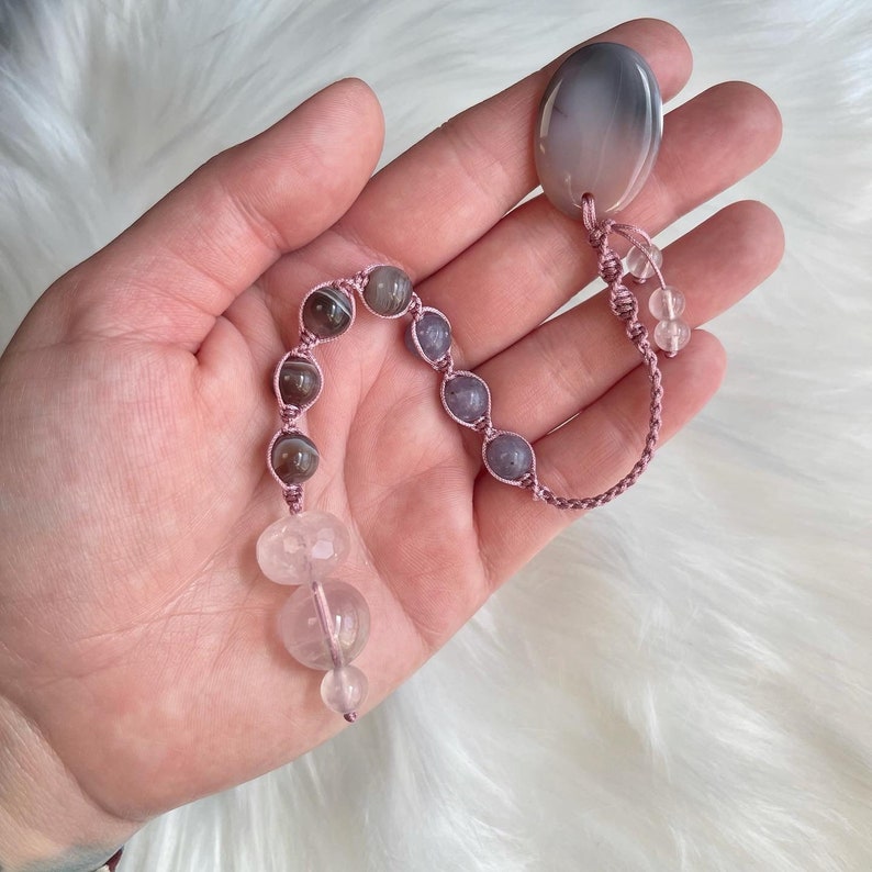 Custom Pendulum Made To Order Gemstone Pendulum Intuitively Made Divination Altar Beads Prayer Beads Spiritual Tool Macrame image 2