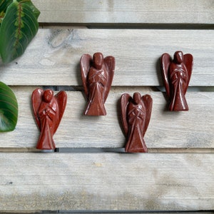 Red Jasper Guardian Statue - Red Jasper Angel - Angel Carving - Guardian Angel - Guardian Angel Carving - Crystal Healing