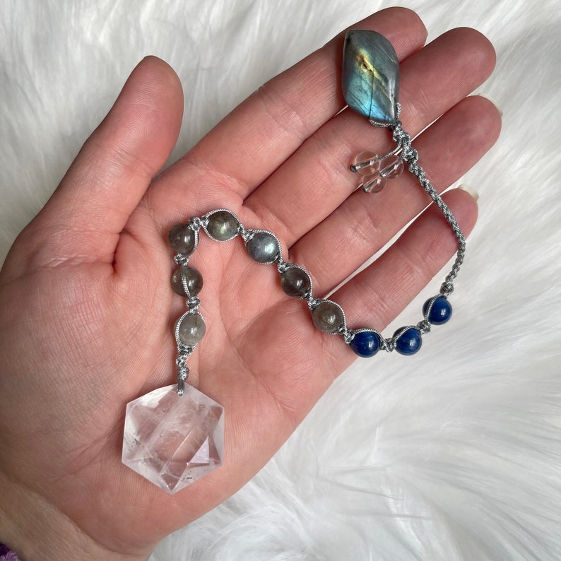 Custom Pendulum Made To Order Gemstone Pendulum Intuitively Made Divination Altar Beads Prayer Beads Spiritual Tool Macrame image 3