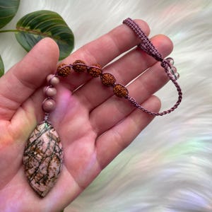 Rhodonite Pendulum with Rudraksha Seed - OOAK - Divination - Dowsing - Energy Healing - Healing Pendulum - Witch Tool - Chakra Healing