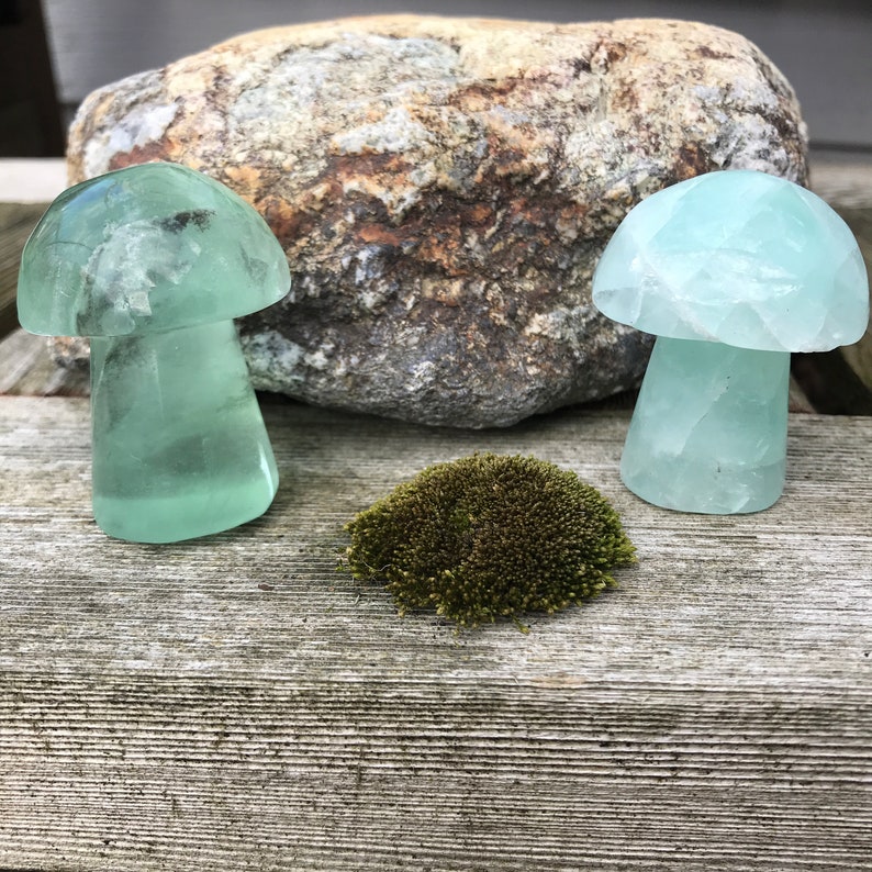 Green Fluorite Mushroom Crystal Mushroom Crystal Mushie Etsy
