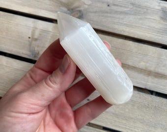 Bacchetta di selenite - Selenite satinata - Punta di selenite intagliata