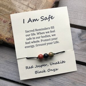 I Am Safe Bracelet - Sacred Reminder - Simple - Minimalist Bracelet - Macrame Bracelet - Wish Bracelet - Gemstone Bracelet