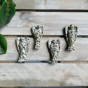 Dalmatian Stone Guardian Statue - Dalmatian Jasper Angel - Angel Carving - Guardian Angel - Guardian Angel Carving - Crystal Healing