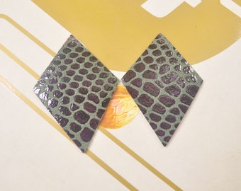 White Leopard Print Diamond Shaped Leather Pieces,8 pieces of Large Leather Diamonds,Leather Shapes for Earring Making,Die Cuts-VC5071#