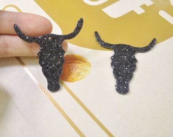 3pcs oxhead pendant,Ox bone Rhinestone Pendant,bull head pendant,Fine Jewelry Findings 67-69x46-47mm