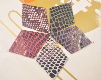 White Leopard Print Diamond Shaped Leather Pieces,8 pieces of Large Leather Diamonds,Leather Shapes for Earring Making,Die Cuts-VC5071#