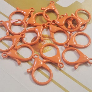8Pcs Large Lobster Clasp, Orange large clasp, Claw Clasps, Parrot Clasps, Keychain Clasp, 34x23mm