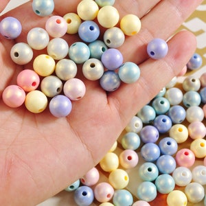 10mm Colorful Beads,50 Round Acrylic Beads,Bubblegum Beads,Spacer Beads,Bracelet Beads for Making Bracelet Earring Jewelry Findings Supplies