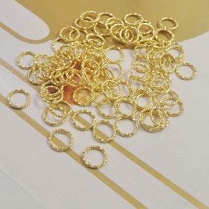 Textured Jump ring,Iron Open Jump rings,200Pcs 10mm Gold Plated Jump Rings