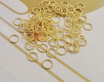 Textured Jump ring,Iron Open Jump rings,200Pcs 10mm Gold Plated Jump Rings