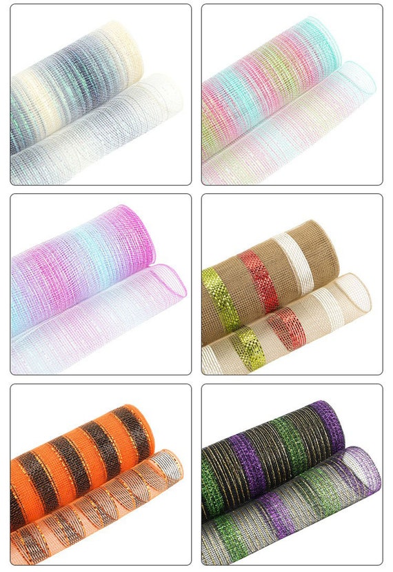 Decor Mesh,10 Inch x 30 Feet Decor Mesh Ribbon with Metallic Foil Deco Mesh  Wreath Supplies Ribbon Mesh Roll for Spring Wreaths, Swags, Craft, Party