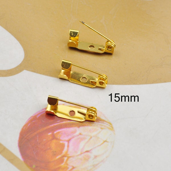 50/100Pcs Bulk Safety Pin，DIY Bar Pin Brooch Finding，Gold Brooch Pin Back.