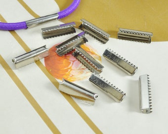 20-500 Stück Edelstahl Fold Over Crimp Kopf Clips für 3 mm / 4 mm runde elastische Kordelseil 18 mm