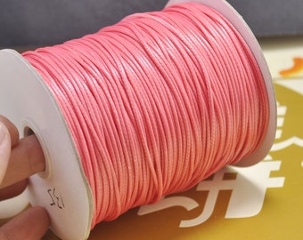 Cordón encerado de 10 yardas (1,5 mm) al por mayor, color rojo sandía, hilo de poliéster encerado, ideal para bisutería, pulseras y collares.